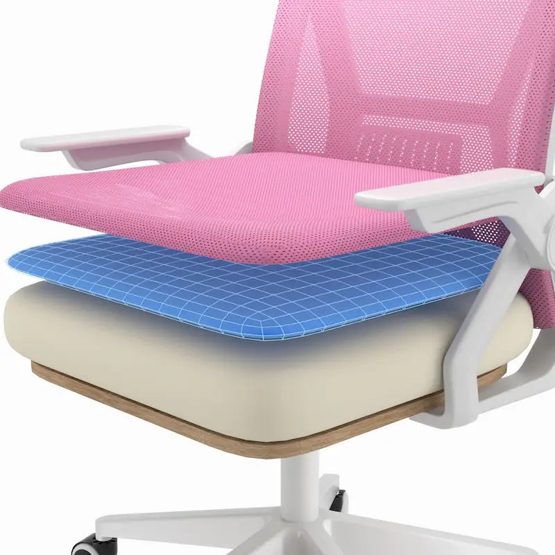Silla de oficina Javlergo con respaldo medio giratorio y soporte lumbar, silla ergonómica de malla para ordenador con reposabrazos