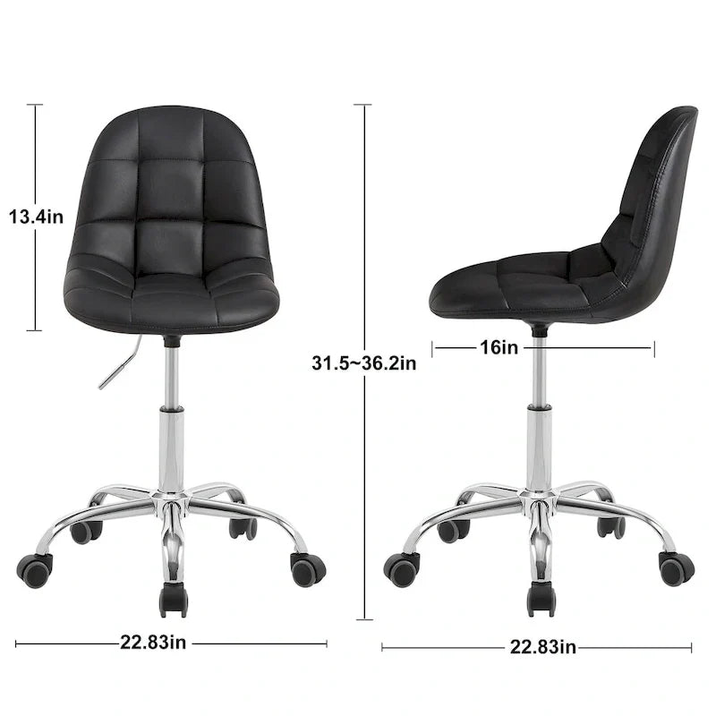 Silla de oficina en casa sin brazos Javlergo, silla de escritorio de computadora con ruedas y altura ajustable