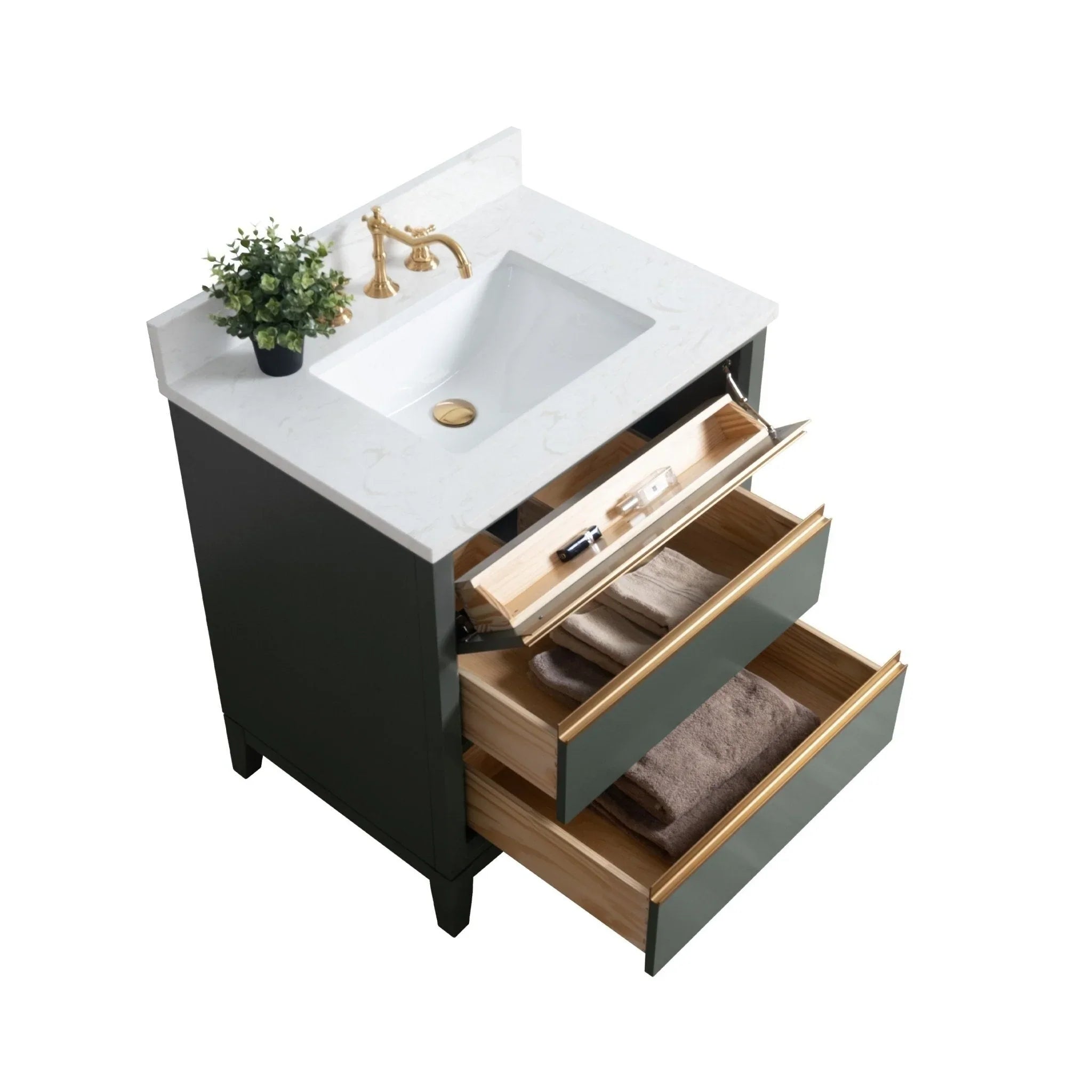 Mueble de baño Vanity Art con lavabo de cerámica y encimera de mármol de ingeniería