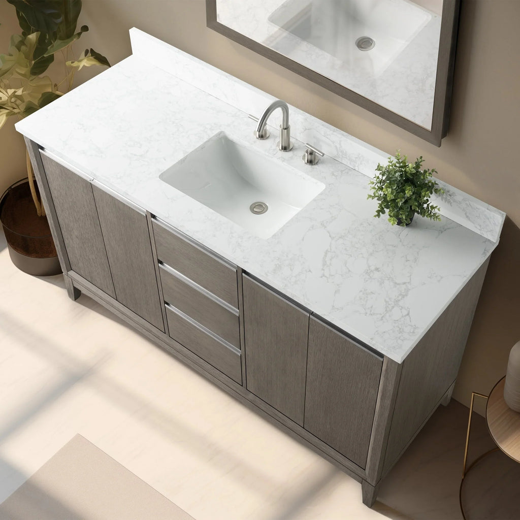 Mueble de baño Vanity Art con lavabo de cerámica y encimera de mármol de ingeniería