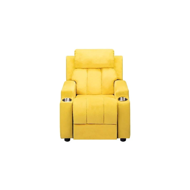 Sillón Reclinable Deluxe para Niños con Reposapiés, Reposacabezas y 2 Portavasos, Reclinable Infantil de Microfibra para Mayores de 3 Años