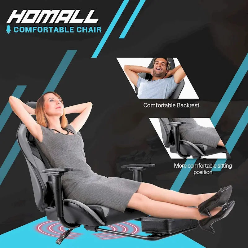 Silla Gamer con Reposapiés - Silla de Escritorio Ergonómica