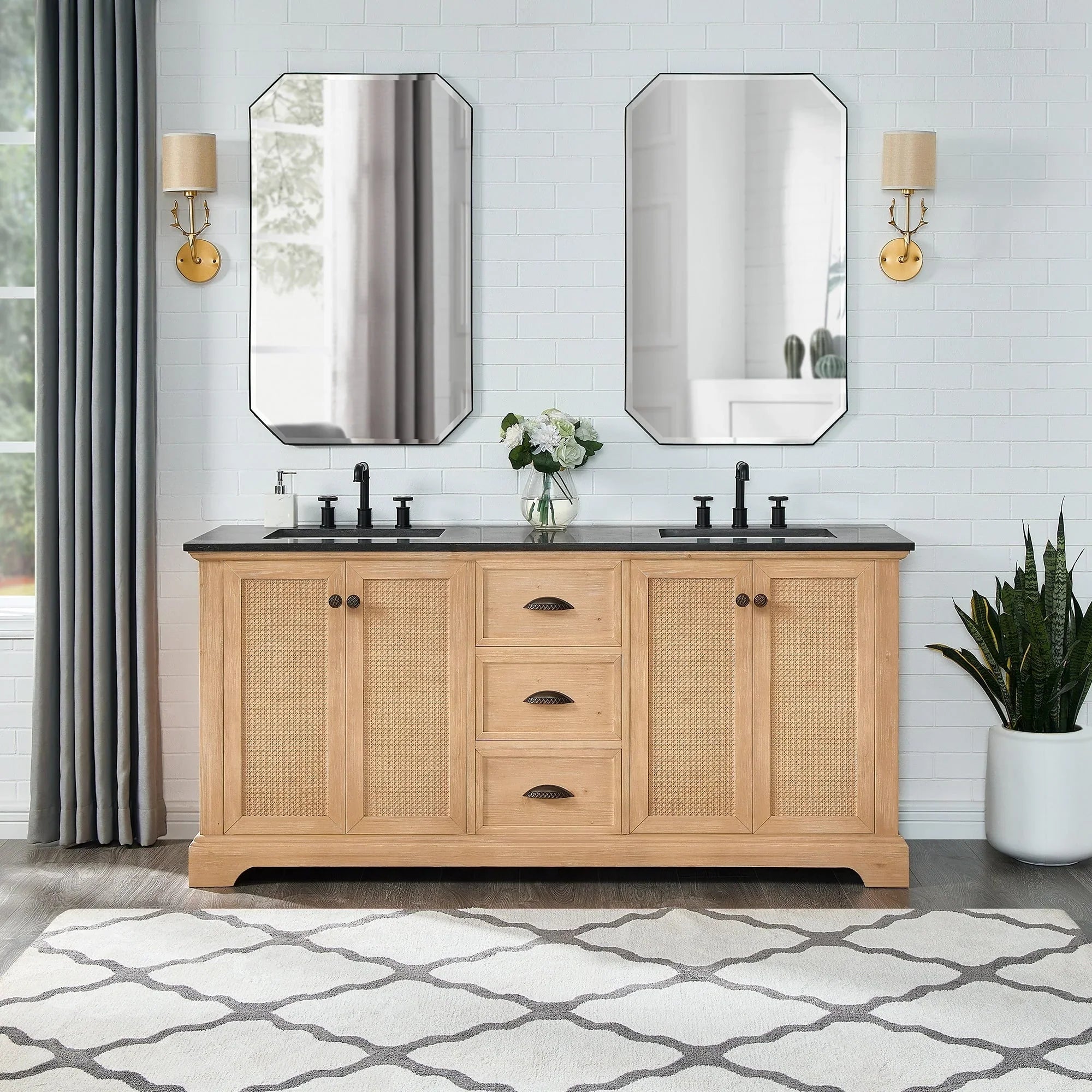 Mueble de baño Hervas con encimera de mármol natural sin espejo