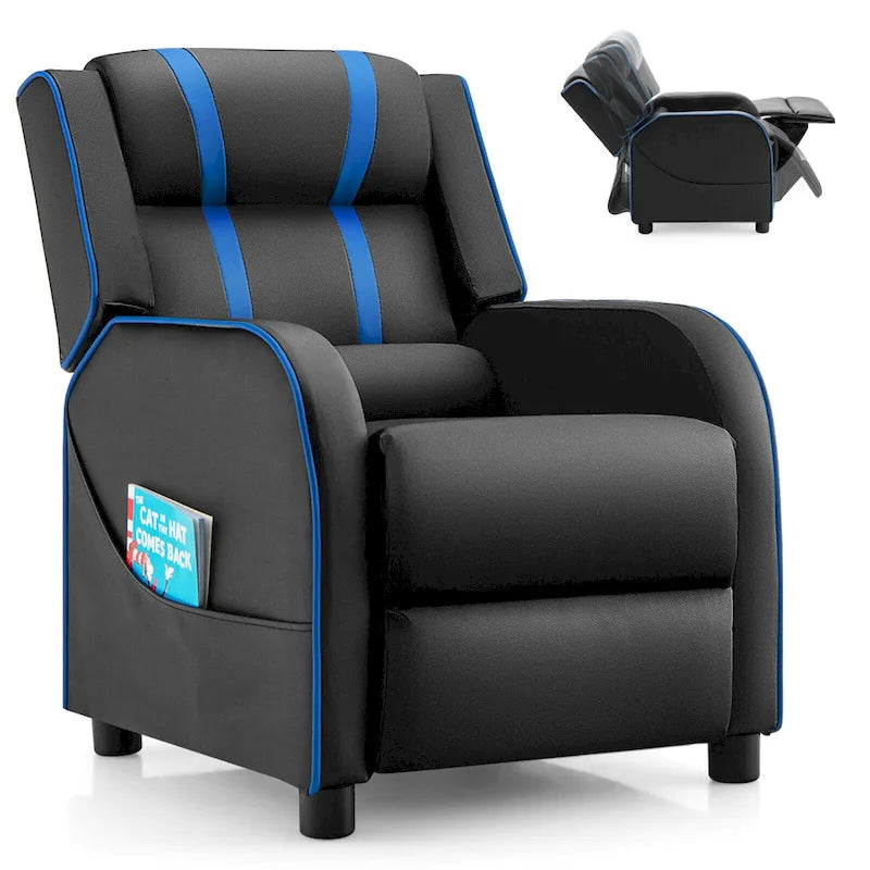 Sillón reclinable para niños Gymax, sofá ergonómico de cuero con reposapiés