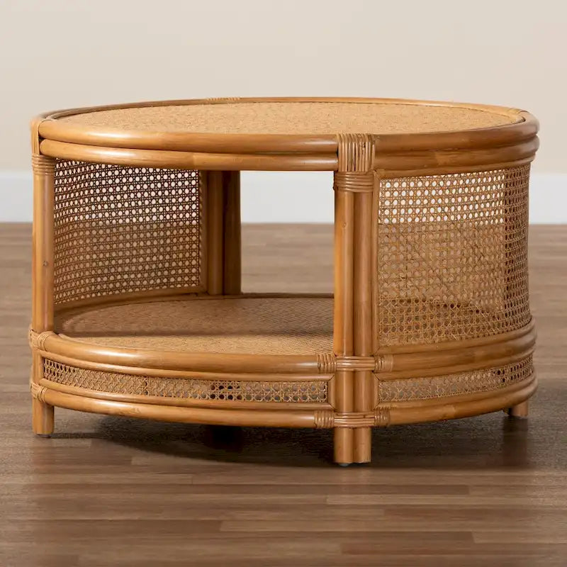 Mesa de centro Louis de ratán marrón natural estilo bohemio de bali & pari