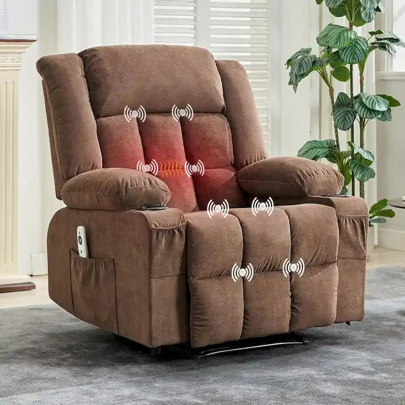 Sillón reclinable con control remoto, calor y masaje