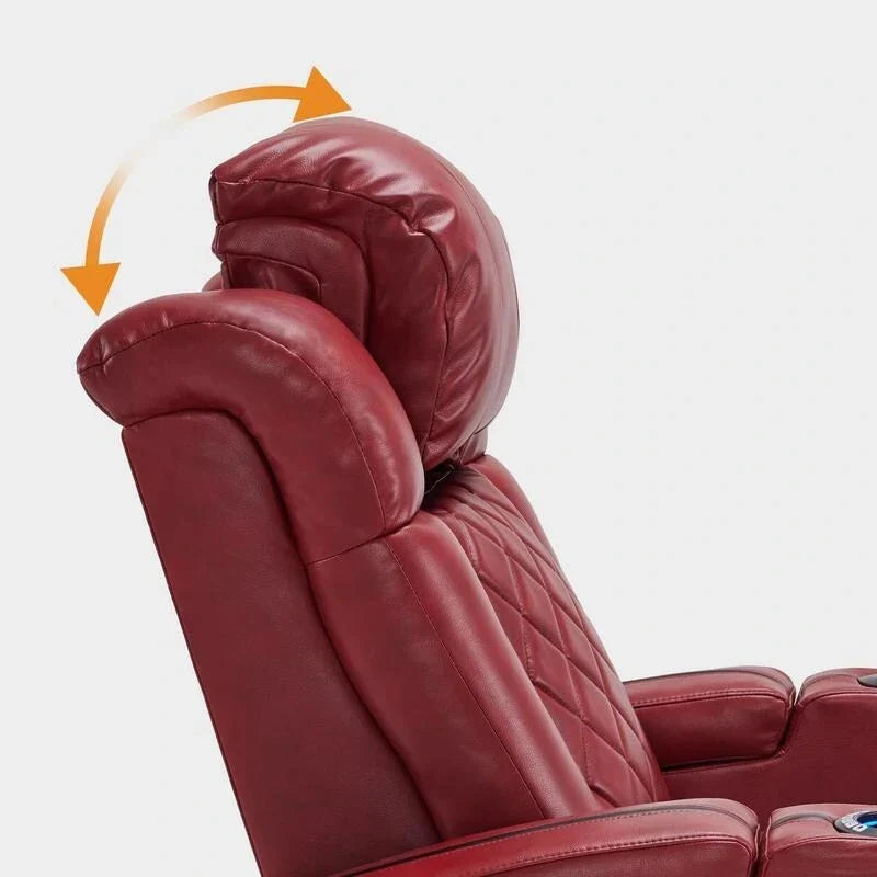 MCombo Sillón reclinable eléctrico con reposacabezas ajustable, asiento de cine en casa de dos motores con puerto USB, cuero transpirable HTS411