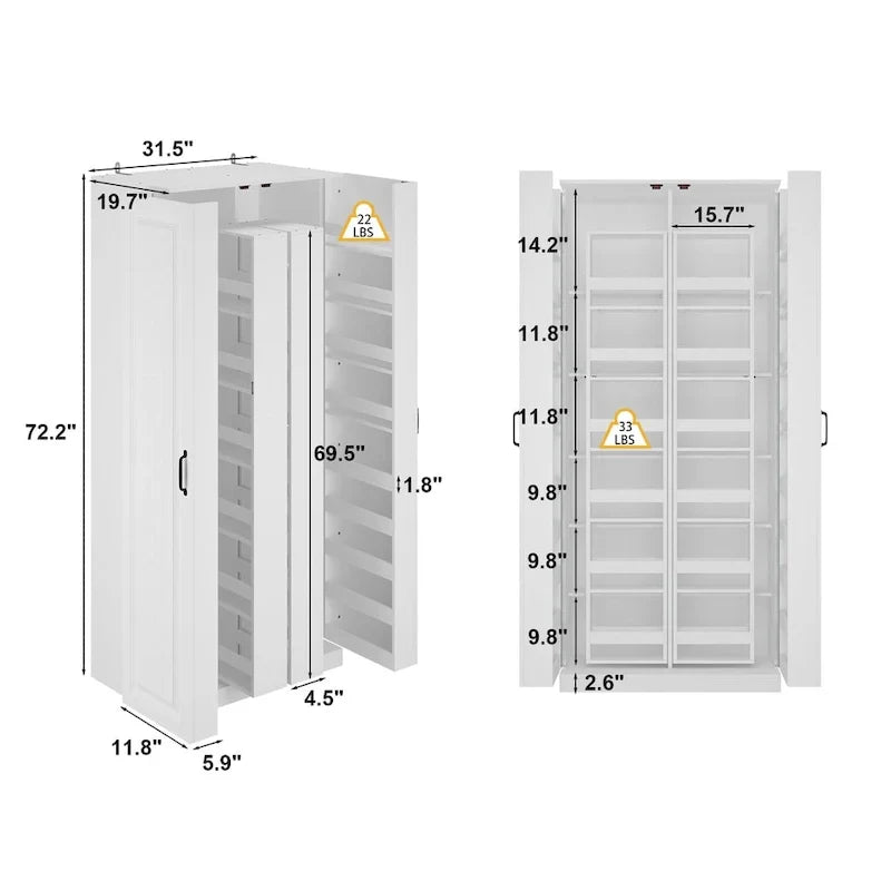 Organizador de cocina versátil: Armario compacto de 31.5" con almacenamiento inteligente