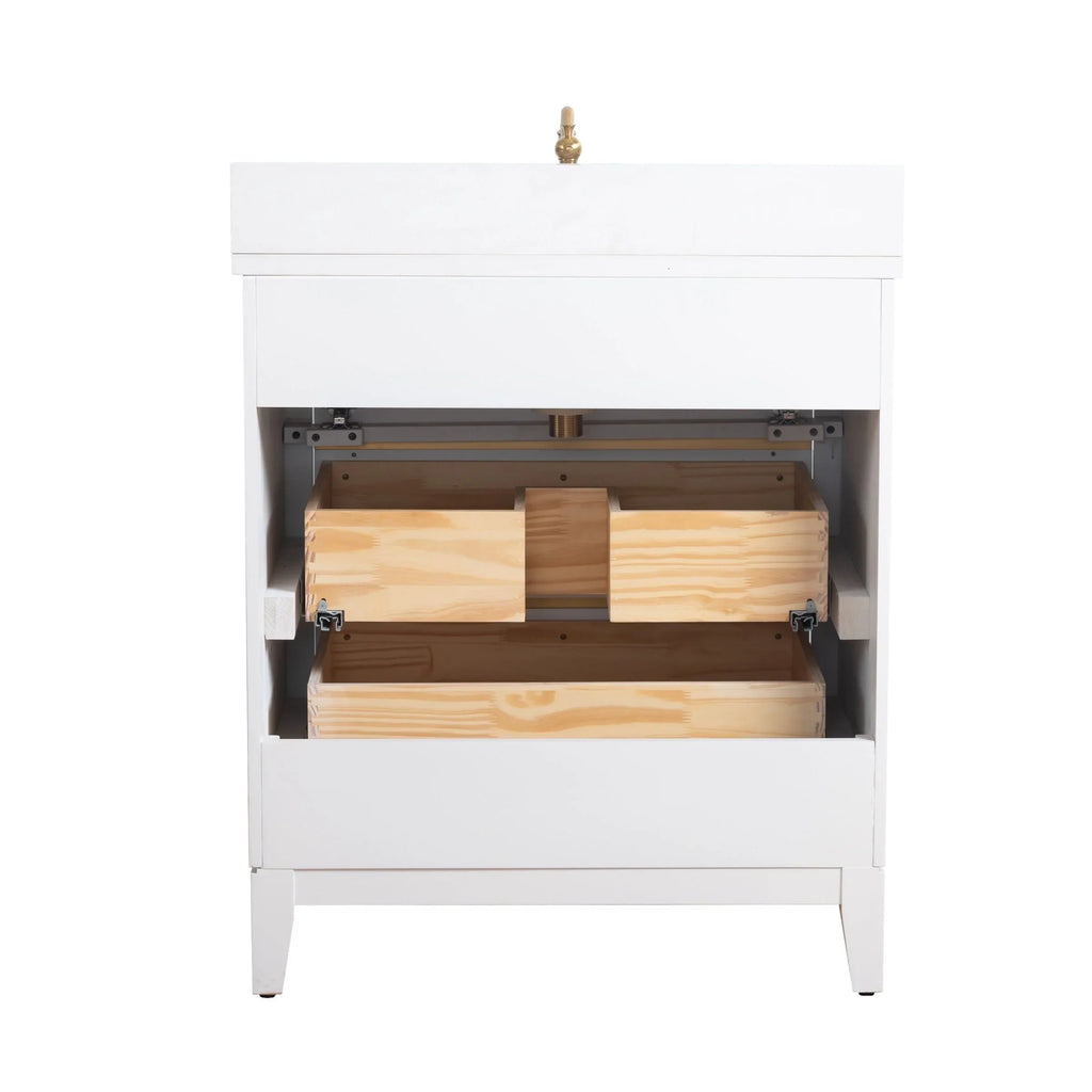 Mueble de baño Vanity Art con lavabo de cerámica y encimera de mármol de ingeniería