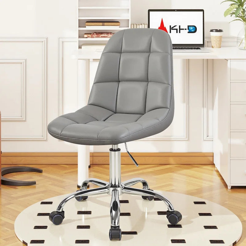 Silla de oficina en casa sin brazos Javlergo, silla de escritorio de computadora con ruedas y altura ajustable
