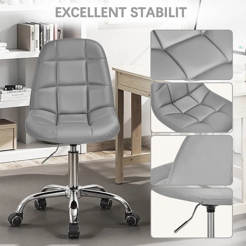Silla de oficina en casa sin brazos Javlergo, silla de escritorio de computadora con ruedas y altura ajustable