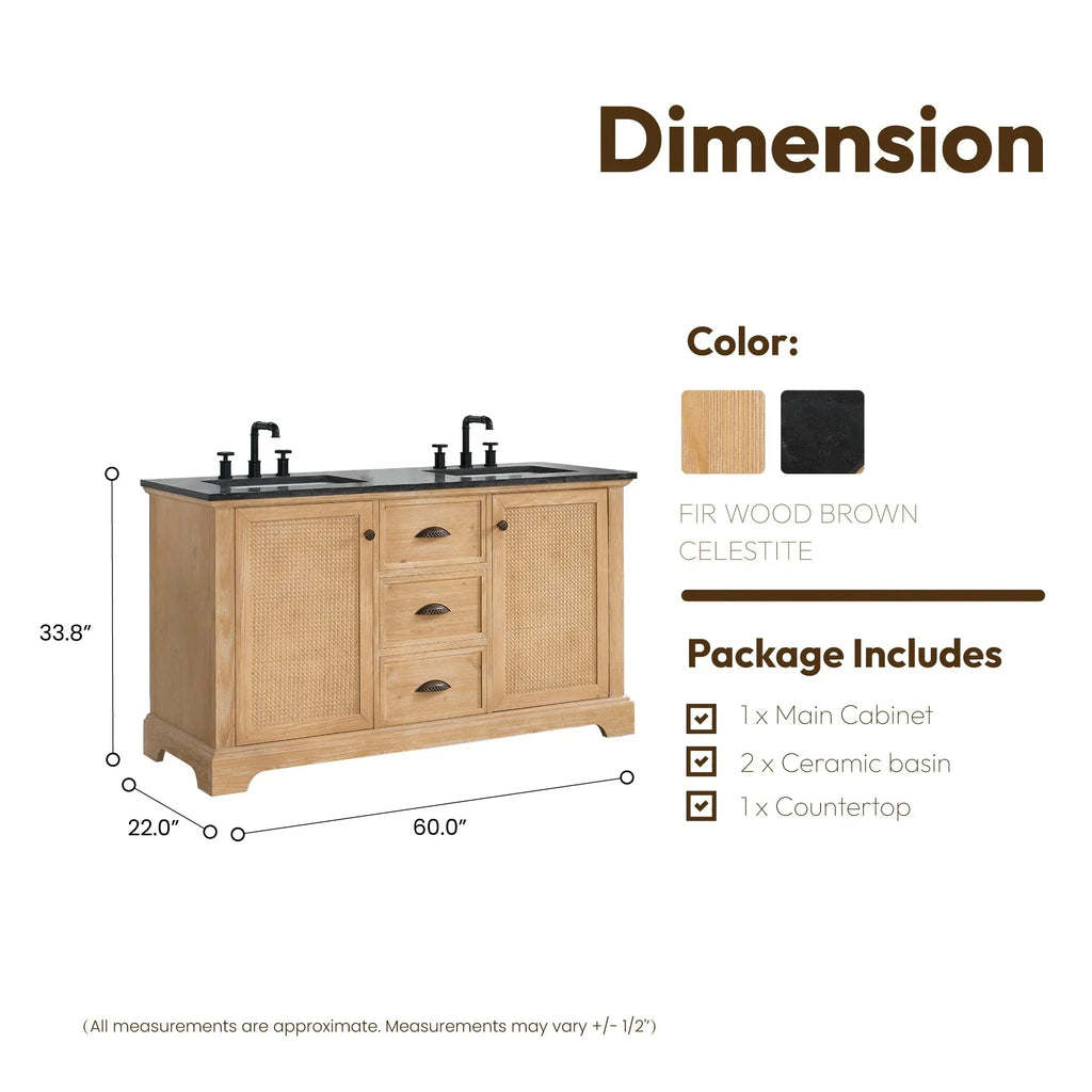 Mueble de baño Hervas con encimera de mármol natural sin espejo