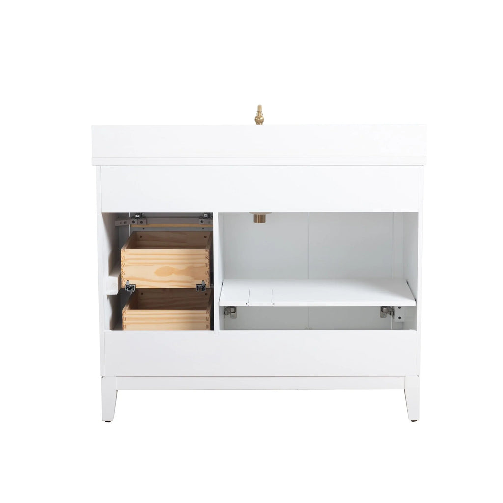 Mueble de baño Vanity Art con lavabo de cerámica y encimera de mármol de ingeniería