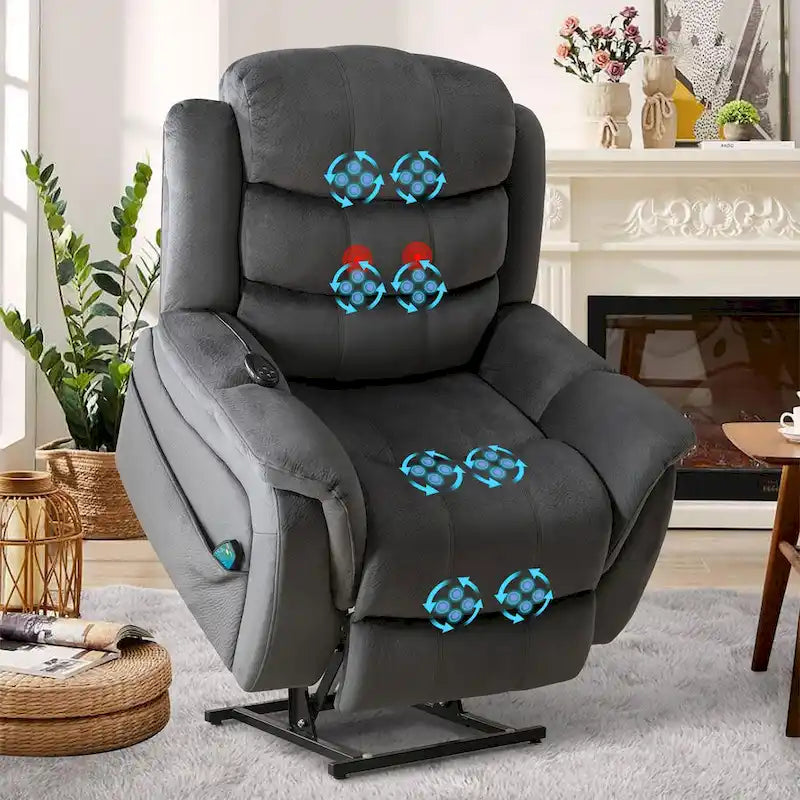 Sillón reclinable plano con función de elevación para personas mayores con masaje y calor