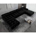 Sofá Seccional Modular Negro Tapizado en Terciopelo