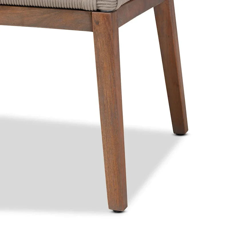 Silla de comedor moderna de caoba de estilo transicional con cuerda trenzada – Gris