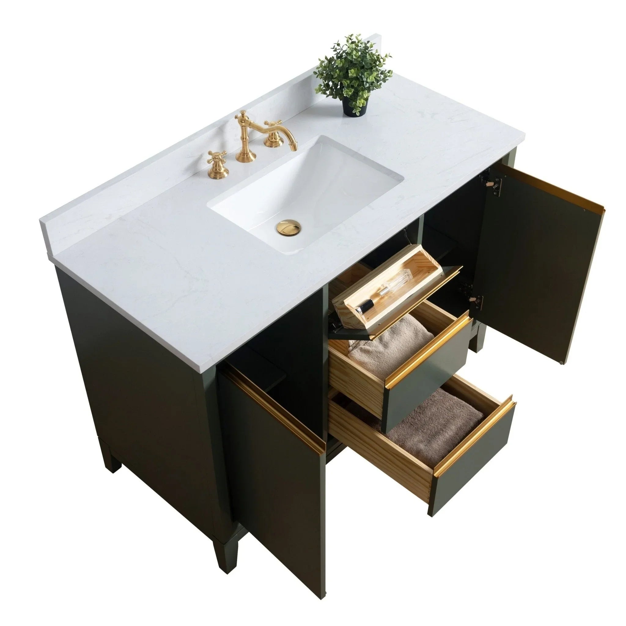 Mueble de baño Vanity Art con lavabo de cerámica y encimera de mármol de ingeniería