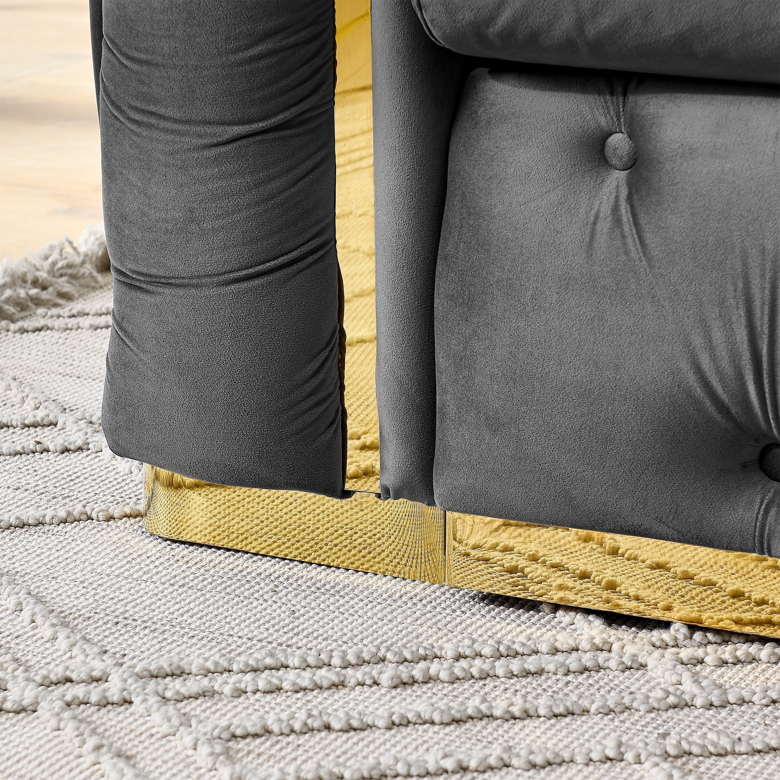 Sofá de 3 plazas Velvet de 90.6 con 2 cojines, cojines de alta densidad, detalles dorados y almohadas