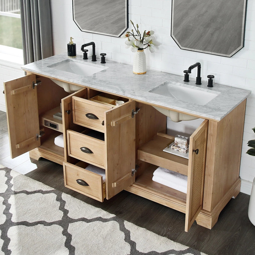 Mueble de baño Hervas con encimera de mármol natural sin espejo