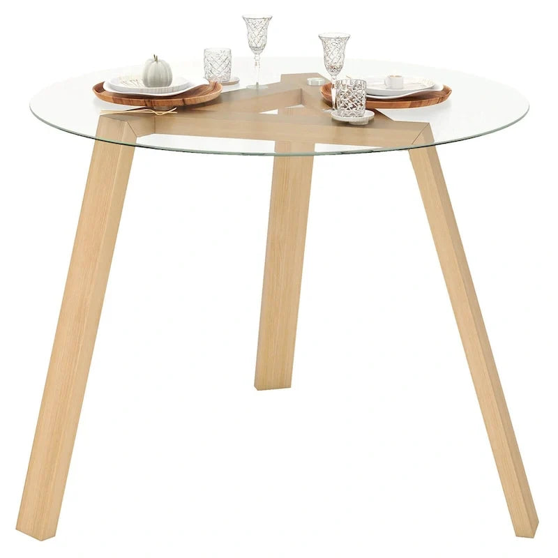 Mesa de comedor redonda de cristal Costway 36 para 4 personas con cristal templado - Ver detalles