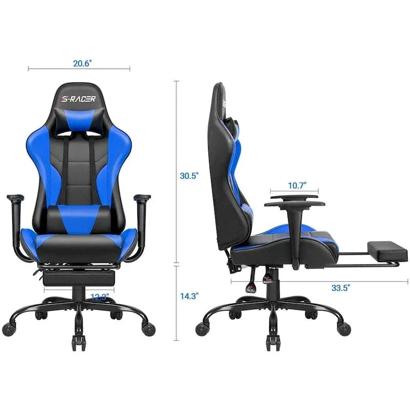 Silla Gamer con Reposapiés - Silla de Escritorio Ergonómica