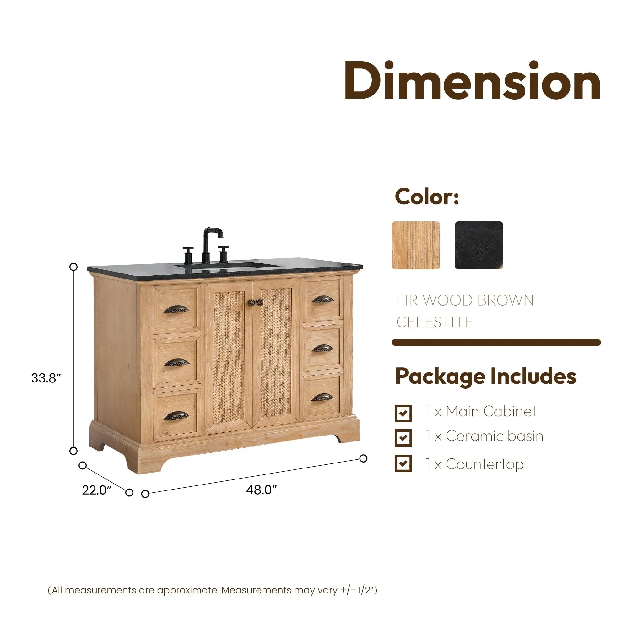 Mueble de baño Hervas con encimera de mármol natural sin espejo