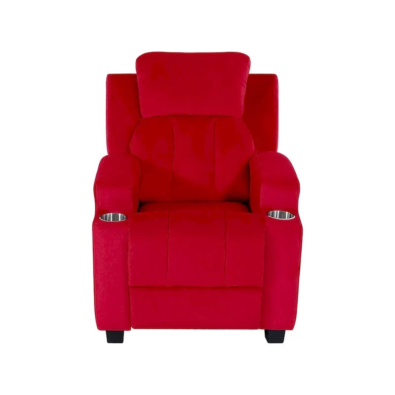 Sillón Reclinable Deluxe para Niños con Reposapiés, Reposacabezas y 2 Portavasos, Reclinable Infantil de Microfibra para Mayores de 3 Años