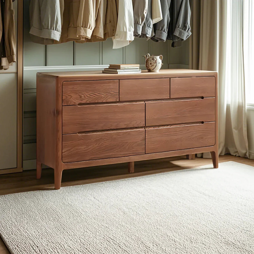 Cómoda doble tradicional de madera de roble natural para dormitorio