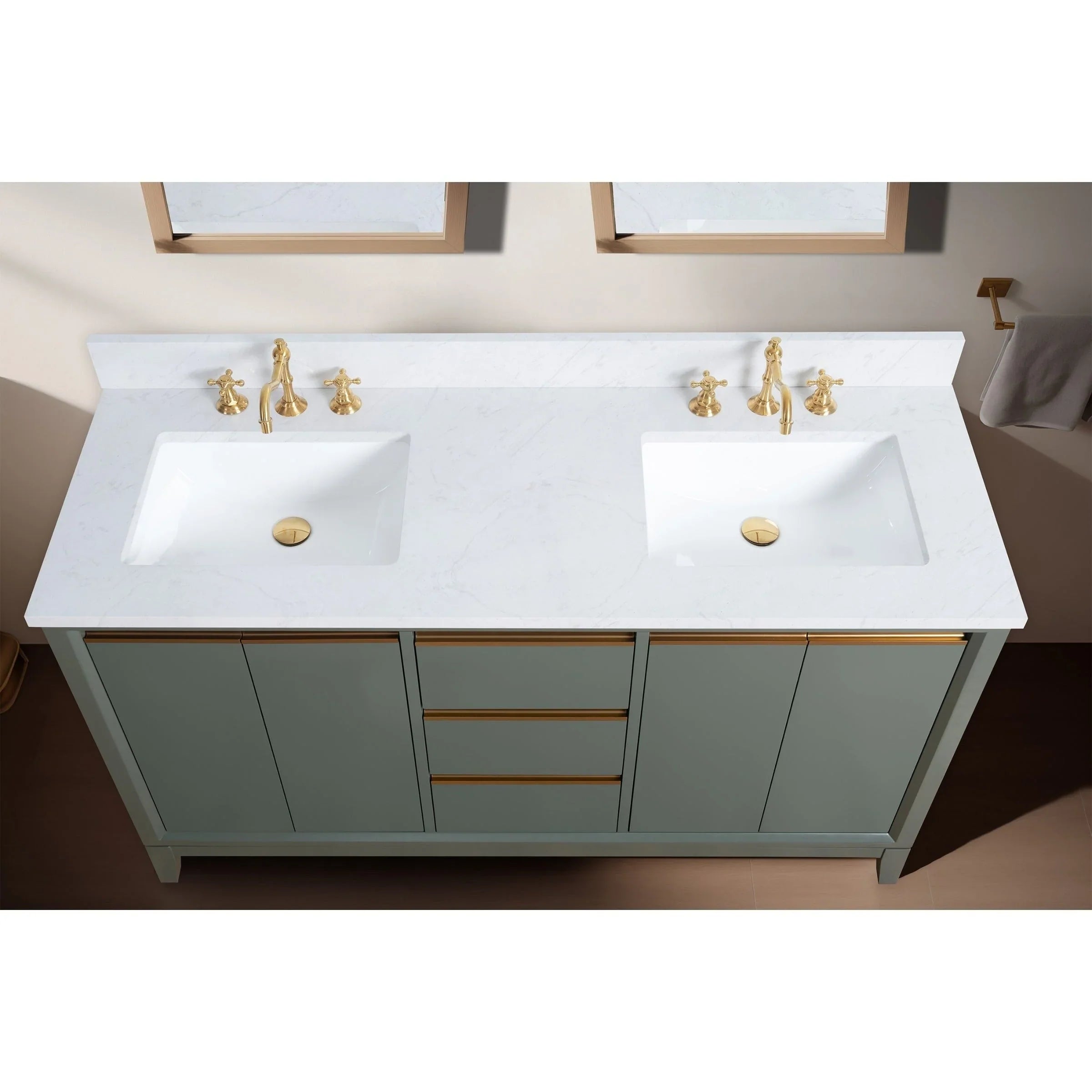 Mueble de baño Vanity Art con lavabo de cerámica y encimera de mármol de ingeniería