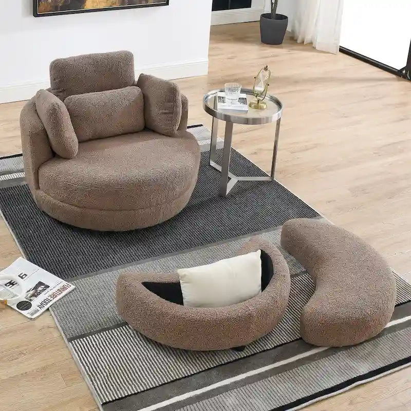 Sillón redondo giratorio grande con otomana de almacenamiento Moon