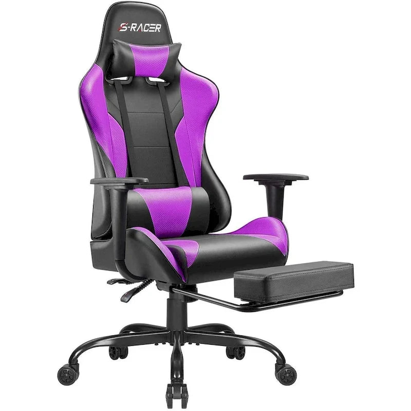 Silla Gamer con Reposapiés - Silla de Escritorio Ergonómica