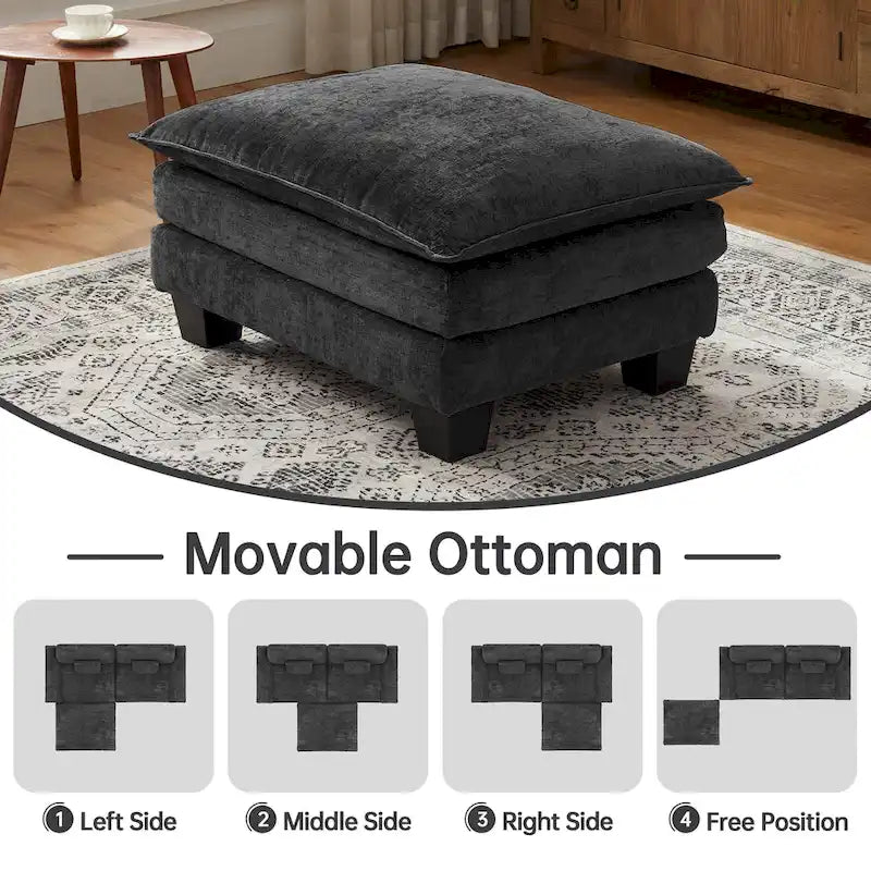 Sofá seccional modular, sofá seccional Cloud cómodo con otomana, sofá cama de asiento profundo para sala de estar