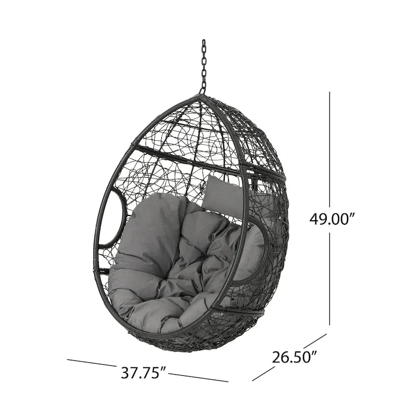 Sillón Colgante de Exterior de Mimbre Impermeable con Cojines, Asiento de Hamaca - Capacidad de 136 kg