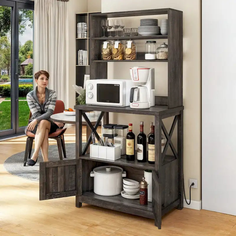 Estantería de cocina Moasis de 5 niveles con estantes de almacenamiento, soporte para microondas, organizador de estantes de cocina