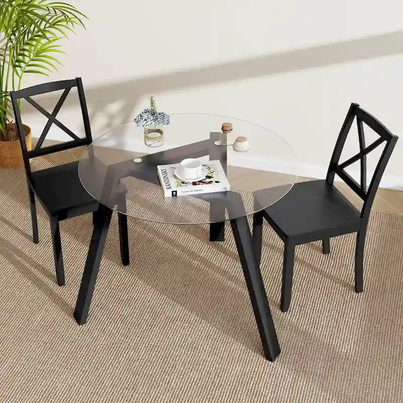 Mesa de comedor redonda de cristal Costway 36 para 4 personas con cristal templado - Ver detalles