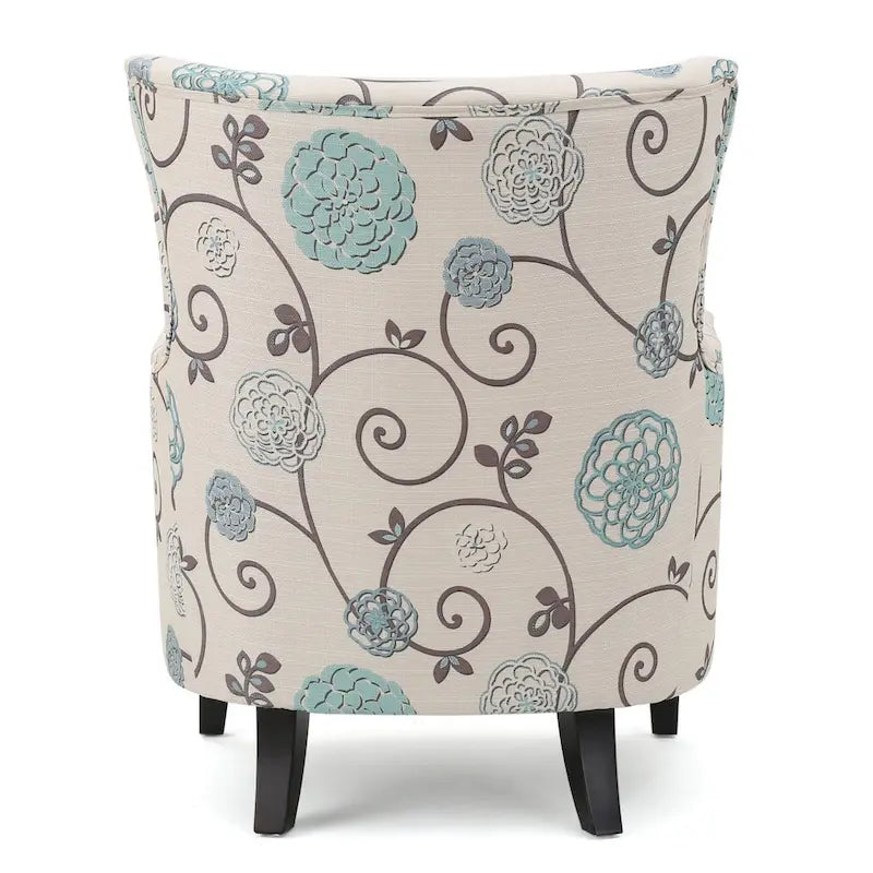 Sillón tapizado de respaldo alto Modern Retro de 30.25 pulgadas con patas de madera para sala de estar
