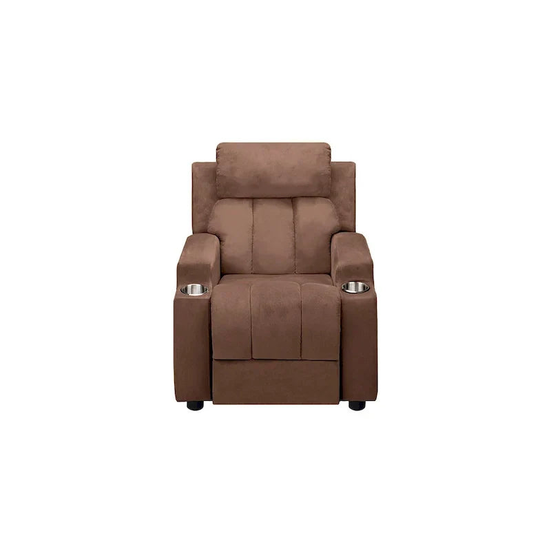 Sillón Reclinable Deluxe para Niños con Reposapiés, Reposacabezas y 2 Portavasos, Reclinable Infantil de Microfibra para Mayores de 3 Años