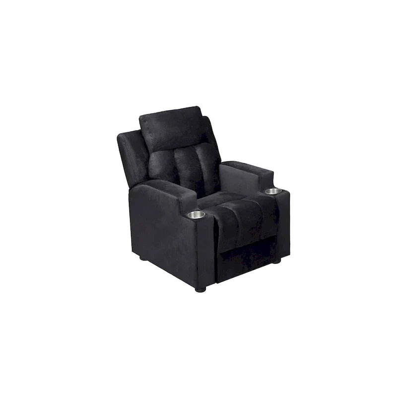 Sillón Reclinable Deluxe para Niños con Reposapiés, Reposacabezas y 2 Portavasos, Reclinable Infantil de Microfibra para Mayores de 3 Años