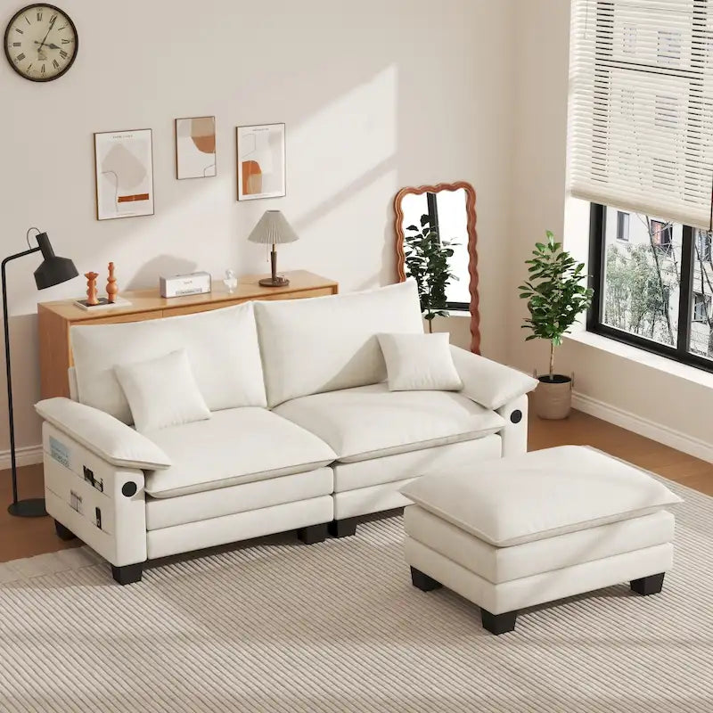 Sofá seccional modular, sofá seccional Cloud cómodo con otomana, sofá cama de asiento profundo para sala de estar