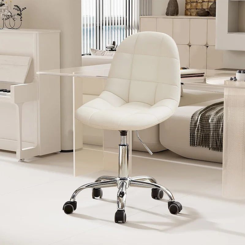 Silla de oficina en casa sin brazos Javlergo, silla de escritorio de computadora con ruedas y altura ajustable