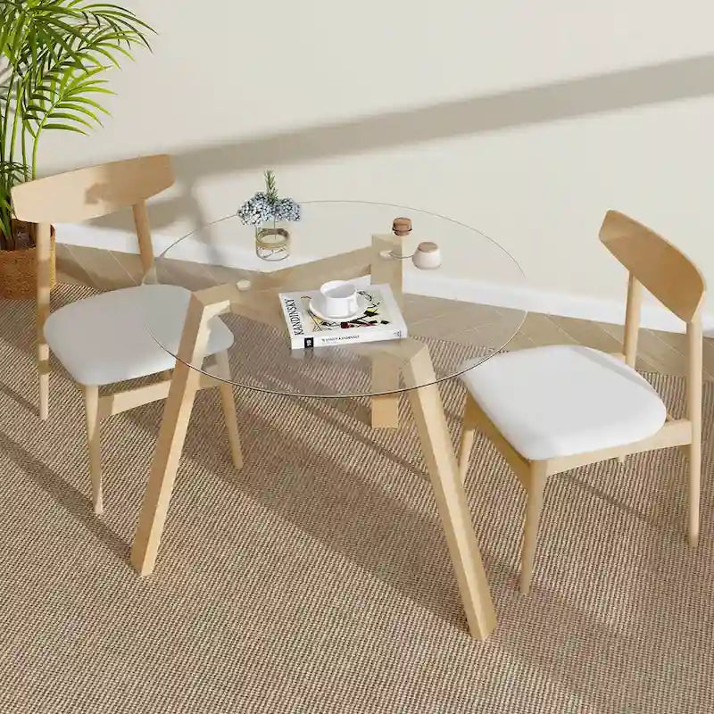 Mesa de comedor redonda de cristal Costway 36 para 4 personas con cristal templado - Ver detalles