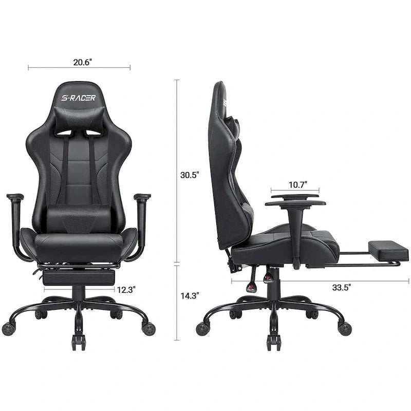 Silla Gamer con Reposapiés - Silla de Escritorio Ergonómica