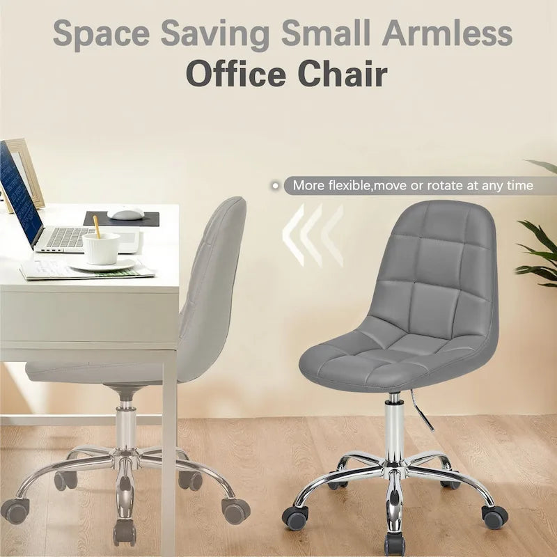 Silla de oficina en casa sin brazos Javlergo, silla de escritorio de computadora con ruedas y altura ajustable