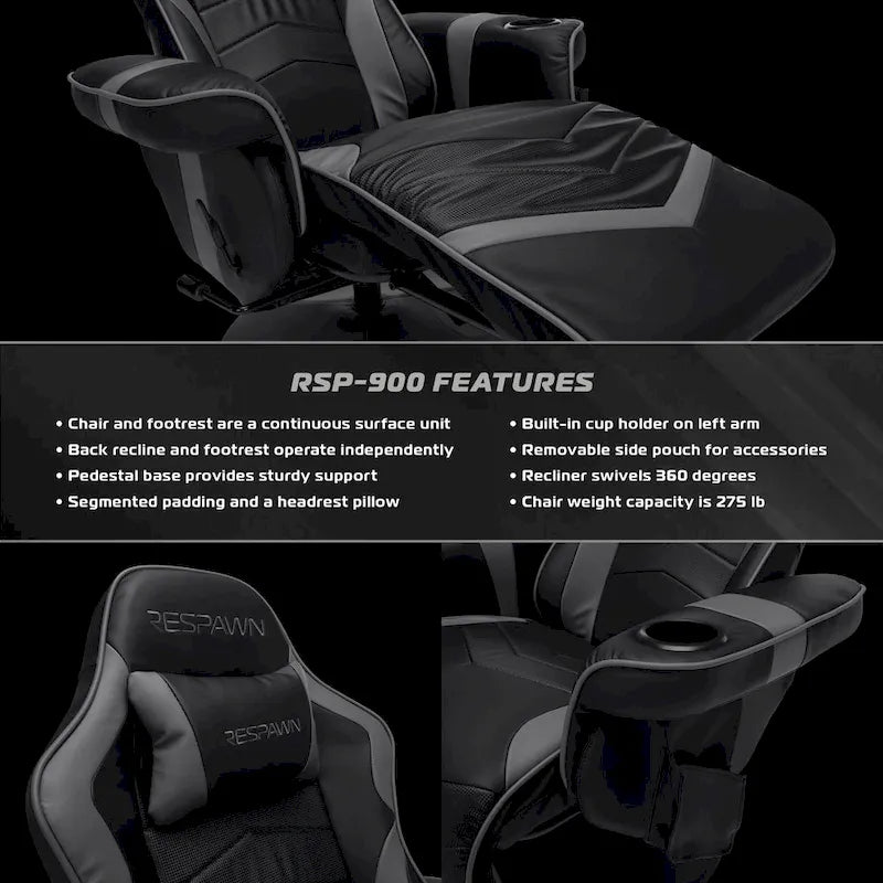 Sillón reclinable para videojuegos - Silla de juego reclinable con reposapiés