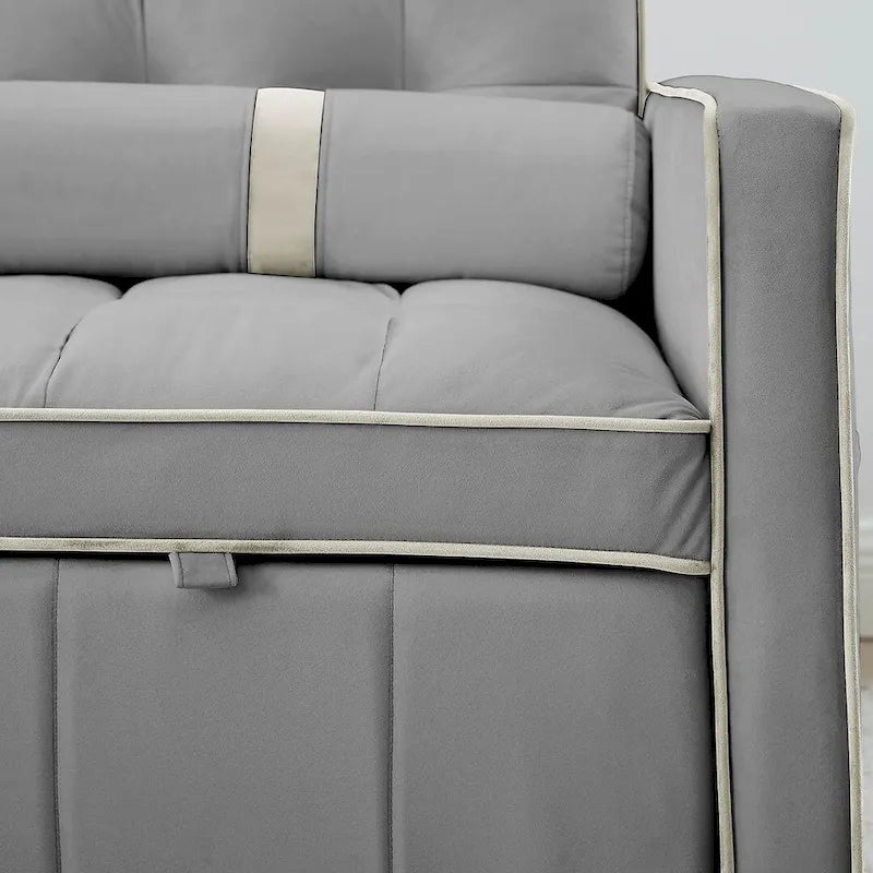 Sofá Cama Extraíble Multifuncional de Terciopelo con Respaldo Reclinable Ajustable con Almohadas - N/A
