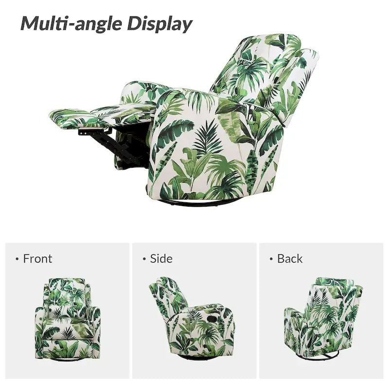 Arlette Sillón Reclinable Giratorio Manual Floral Contemporáneo con Respaldo Capitaneado