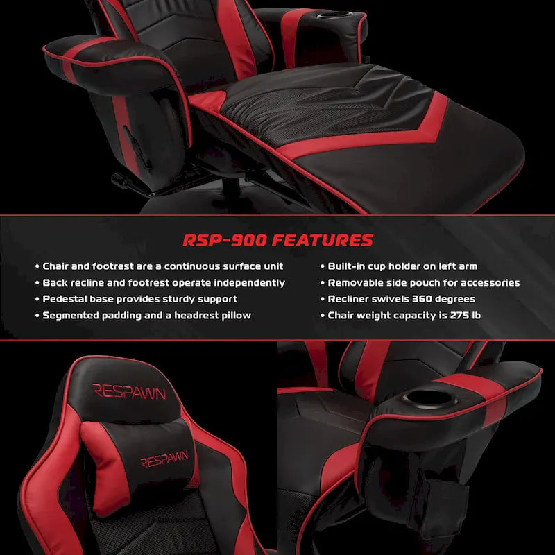 Sillón reclinable para videojuegos - Silla de juego reclinable con reposapiés