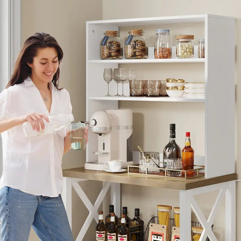 Estantería de cocina Moasis de 5 niveles con estantes de almacenamiento, soporte para microondas, organizador de estantes de cocina