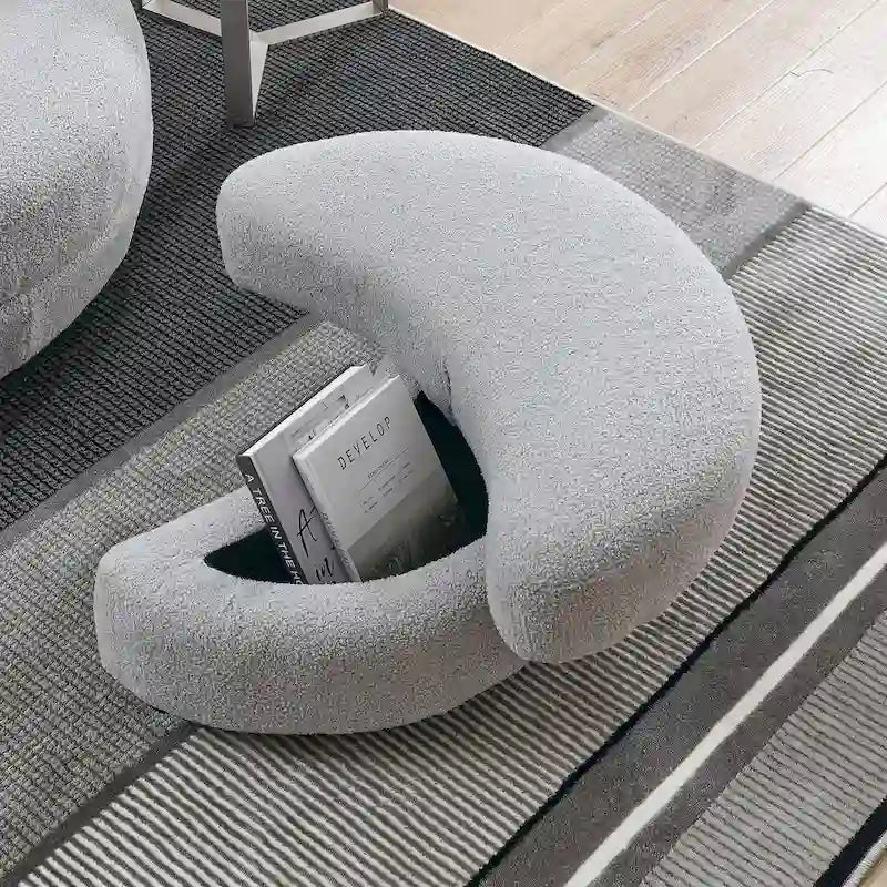 Sillón redondo giratorio grande con otomana de almacenamiento Moon