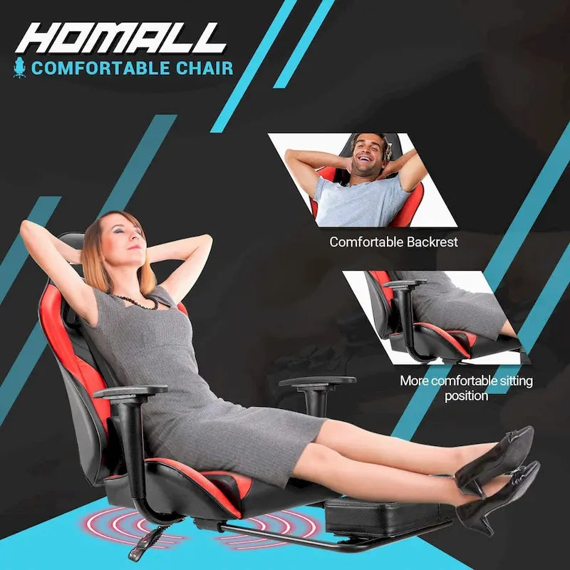 Silla Gamer con Reposapiés - Silla de Escritorio Ergonómica